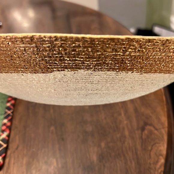 Shallow Ridged Glass Bowl With Gold Rim - Picture 2 of 4